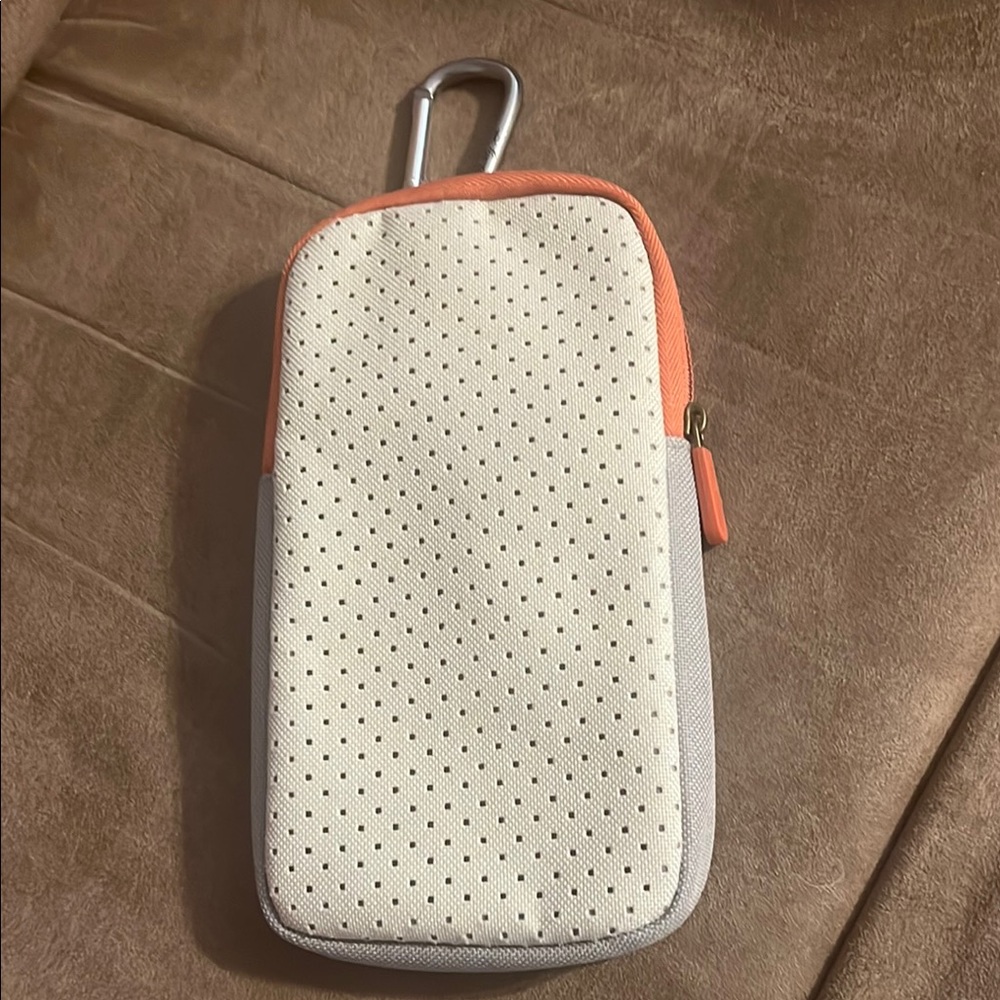 Portable light grey and  peach Phone Pouch